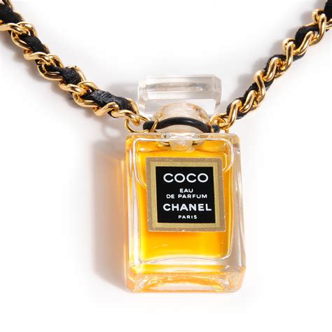 chanel jewelry frangest swimg necklace|Chanel perfume necklace.